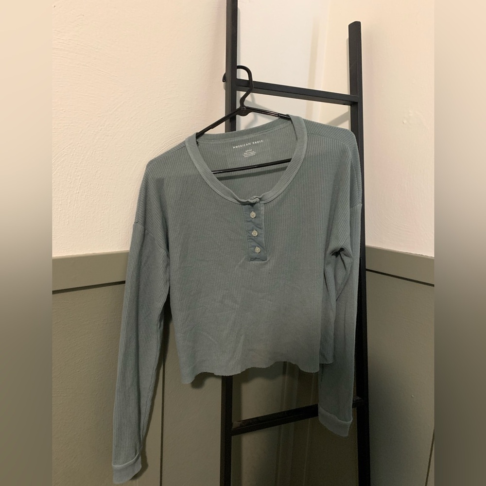 Cropped Waffle Knit Top